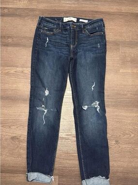 Hollister Dark Blue Distressed Skinny Jeans